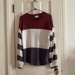 Maurices Burgundy and Navy Striped Sweater
